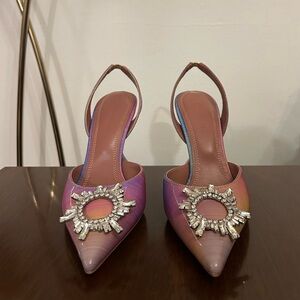 Amina Muaddi Women’s Begum Rainbow Slingback Pumps Size 39